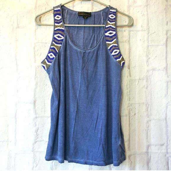 i JEANS BY BUFFALO Seed Bead Embellished Southwestern Style Tank Top - Picture 1 of 8
